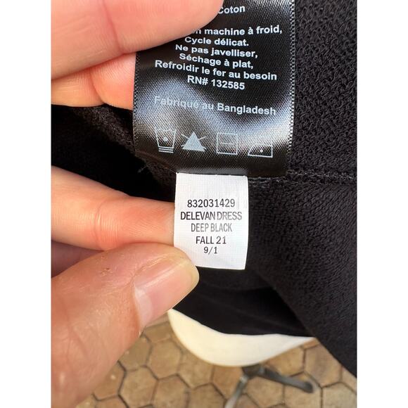 Anthropologie Daily Practice Black Twist Front Split Front Pocket Midi Dress - L - Picture 10 of 10